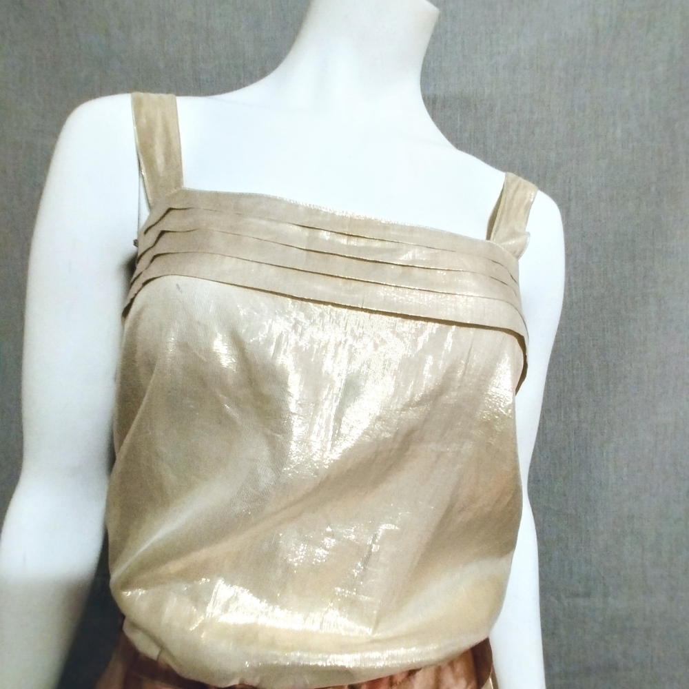 Shimmering Gold Silk Sleeveless Top